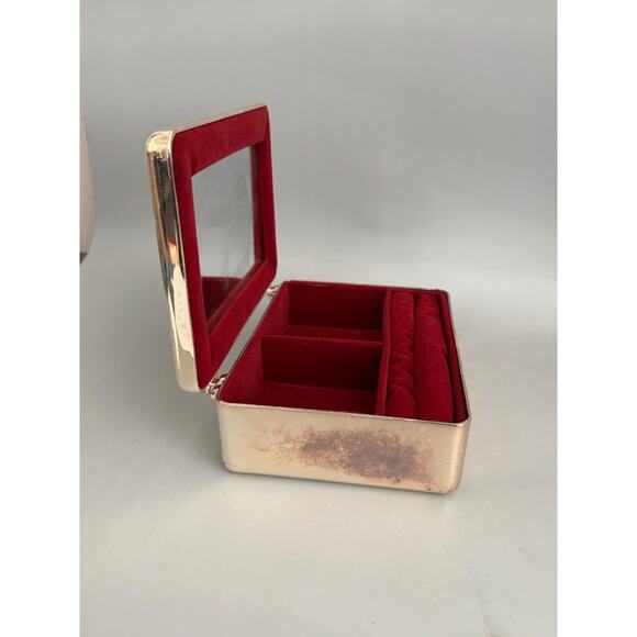 Vintage Silver Plate Heritage Mint Ltd Jewelry Box W/ Crimson Interior Trinkets - Picture 7 of 10